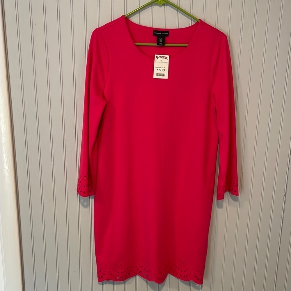 Adrienne Vittadini Pink Sheath 3/4 Length Sleeve Dress | Medium NWT